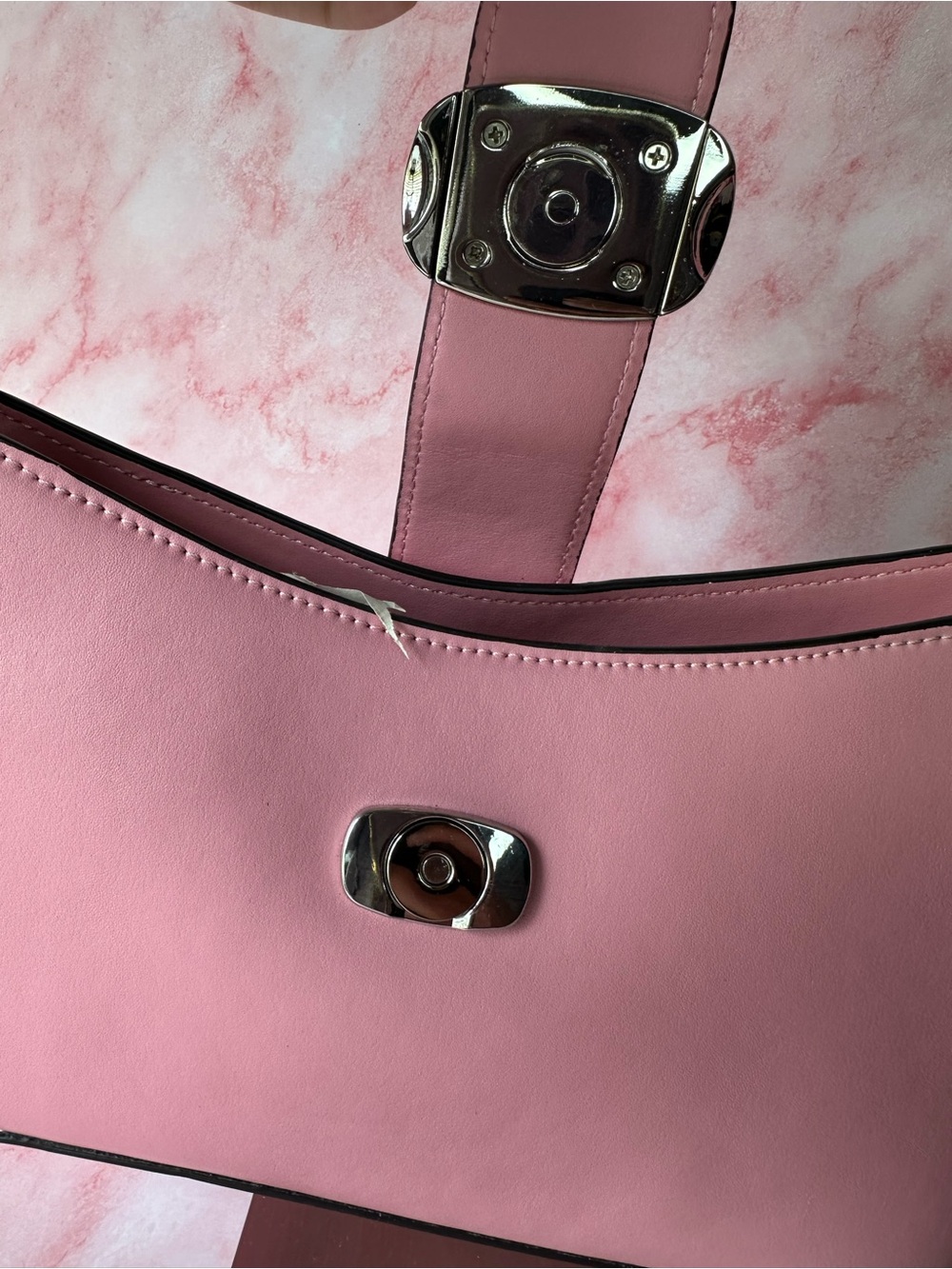 Summer Coach Eliza Pink Shoulder Bag Turnlock Y2K Baguette Purse - Picture 9 of 14
